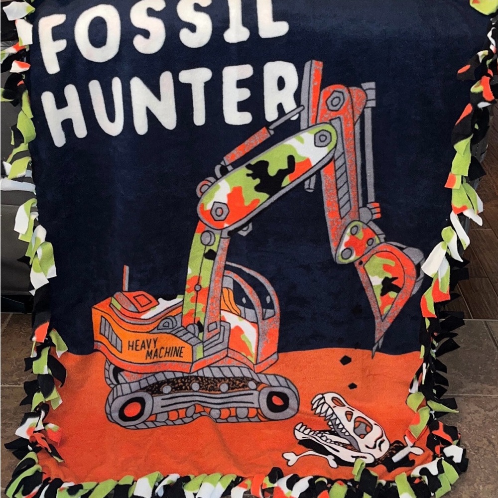 Handmade By Me! Brand New! Dinosaur Fossil Dig Fleece Blanket